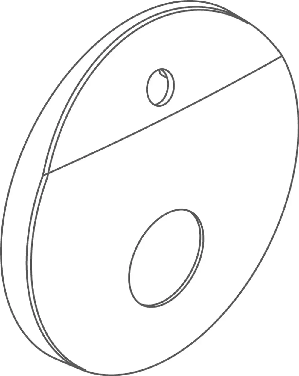 Runde, flache Chrombeschichtung mit zwei Öffnungen. Produkt von Ideal Standard, geeignet für die Montage eines IR-Sensors.